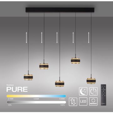 Paul Neuhaus PURE FALLING RINGS 2504-18 Hanglamp 5x8W/LED 2200-5000k 1500lm ip20