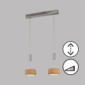 Fischer&Honsel SHINE-WOOD 61074 Hanglamp 2x9W/LED 2700K 1900 lm IP20