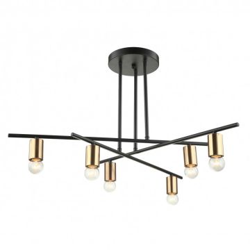Italux NORMANI MDM3658/6 BK+BRO Kroonluchter 6x60W/E27