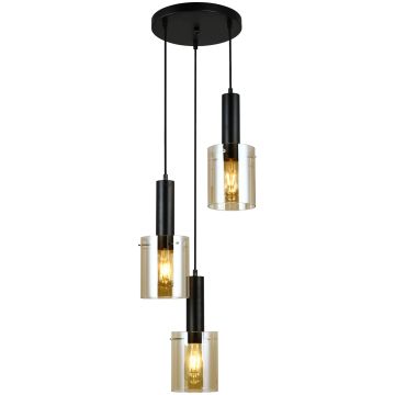 Italux SARDO PND-5581-3A-BK+AMB Hanglamp 3x40W/E27 IP20