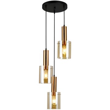 Italux SARDO PND-5581-3A-BRO+AMB Hanglamp 3x40W/E27 IP20