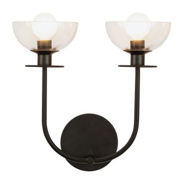 Elstead Lighting Sylvia ALM-SYLVIA-2WB-BK-CL Wandlamp 2x40W/E14 IP20