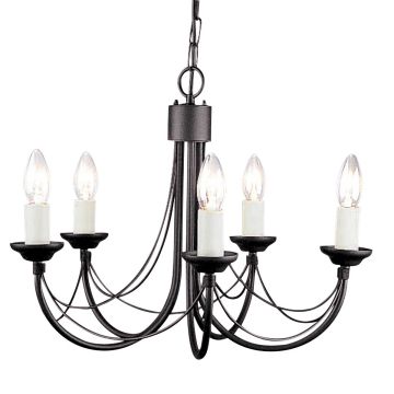Elstead Lighting CARISBROOKE CB5-BLACK Kroonluchter 5x60W/E14