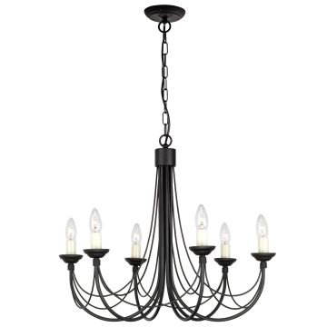 Elstead Lighting CARISBROOKE CB6-BLACK Kroonluchter 6x60W/E14