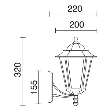 Novolux ELITE 6 096F-G05X1A-01 Wandlamp 1x42W/E27 IP43