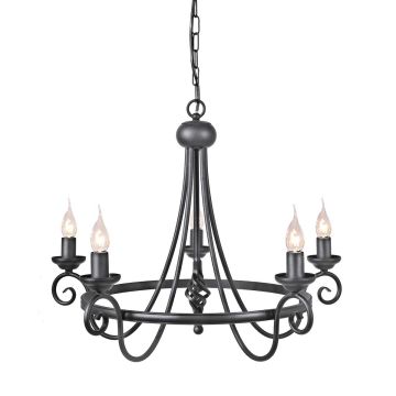 Elstead Lighting HARLECH HR5-BLACK Kroonluchter 5x60W/E14