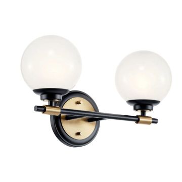 Kichler Benno KL-BENNO2-BK-CPZ Wandlamp 2x3W/G9 3000K 600lm IP44