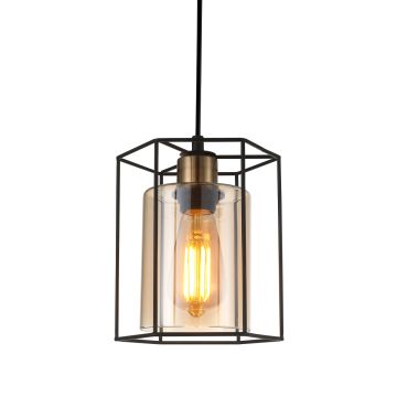 Italux KALULA PND-78901-1-BK+AMB Hanglamp 1x40W/E27 IP20